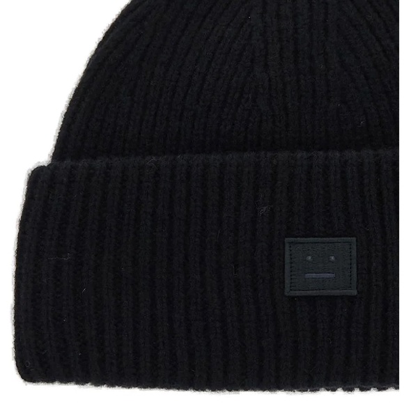 NWT ACNE STUDIOS Unisex Logo Patch Ribbed Beanie - Picture 3 of 3